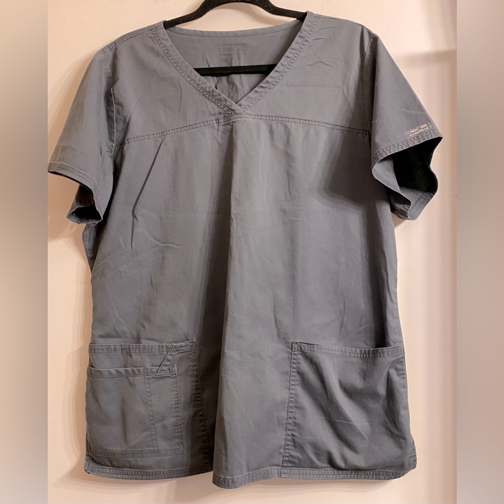 Cherokee Core Stretch Women's Scrub Top Grey Pewter Size XL